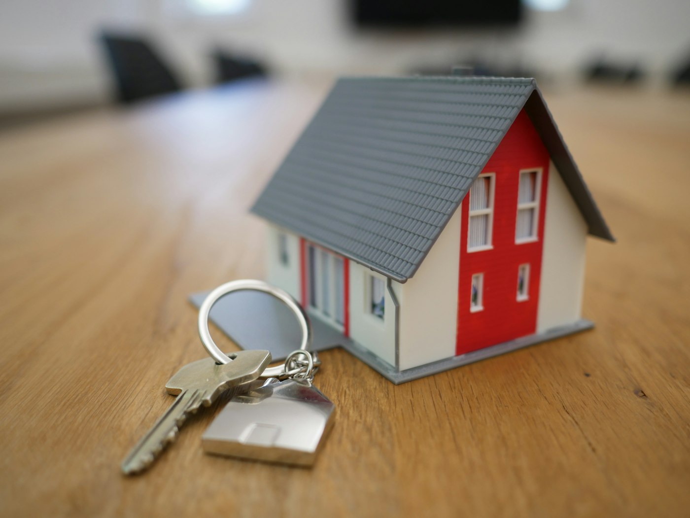 Model house on a table representing property security