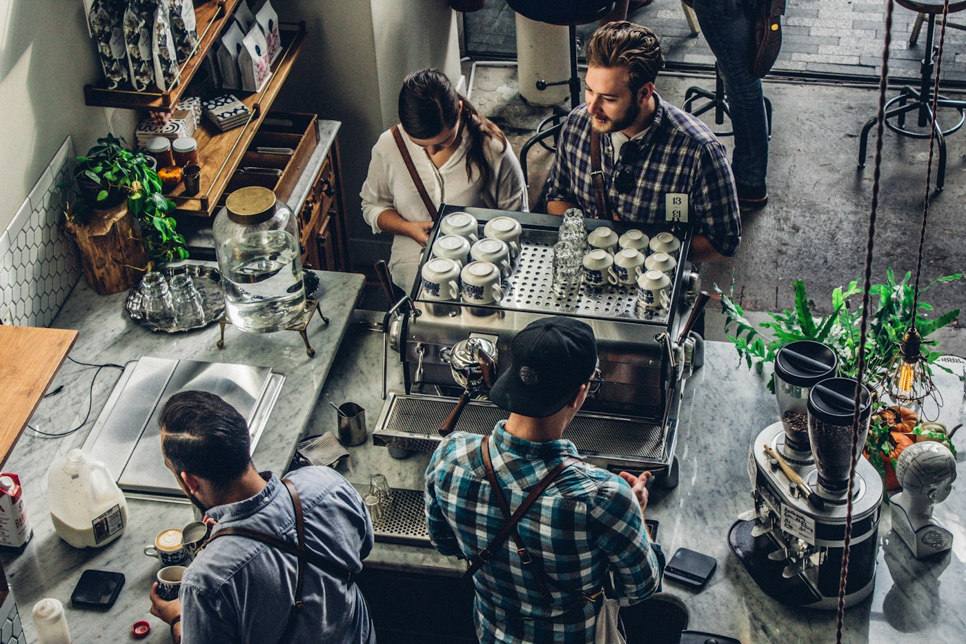 Customers in a busy café, a typical small business